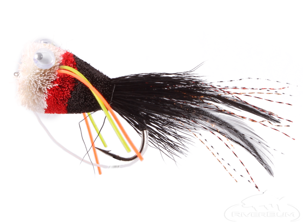 Bass Popper, Deer Hair, Black-Red
