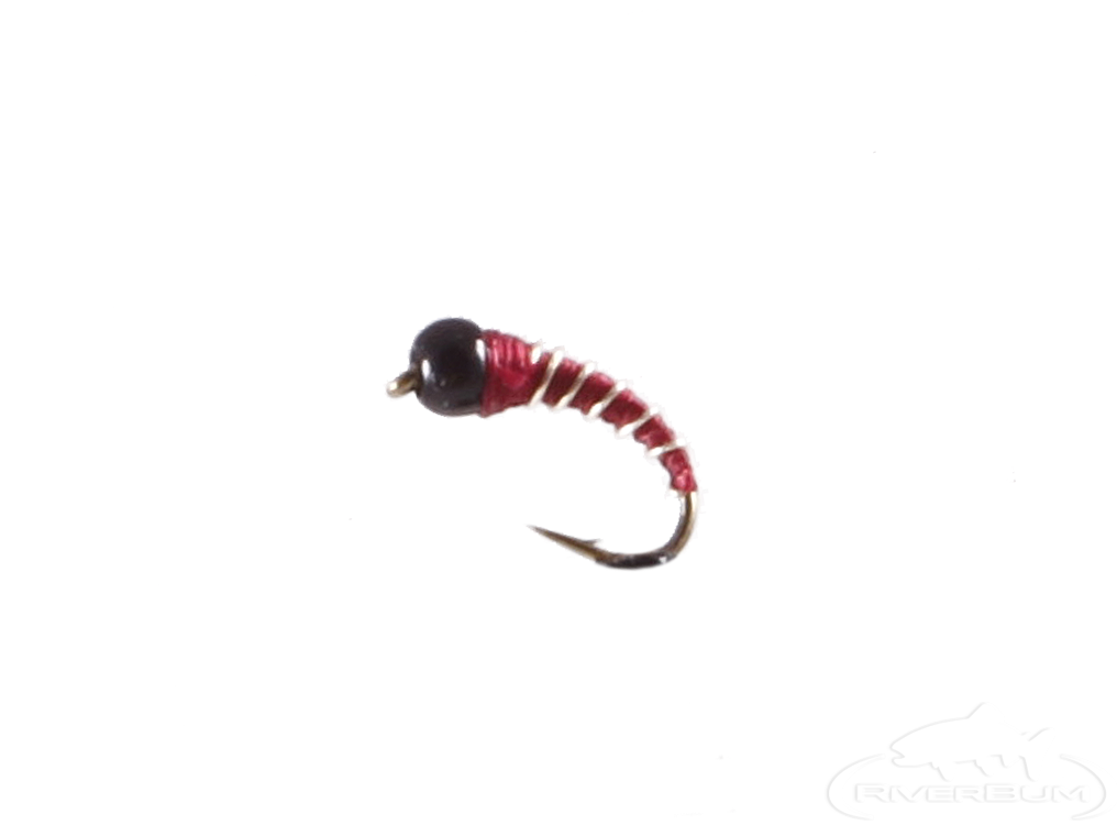 Zebra Midge, Tungsten Bead, Maroon, Black Bead